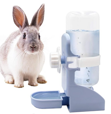 LLSPET Rabbit Water Bottle Suspension Water Dispenser for Mini Pet Bunny Guinea Pig Chinchilla, 500ml Automatic Water Bottle by Gravity Flow Supply, Prevent Overflow, BPA Free (Blue)